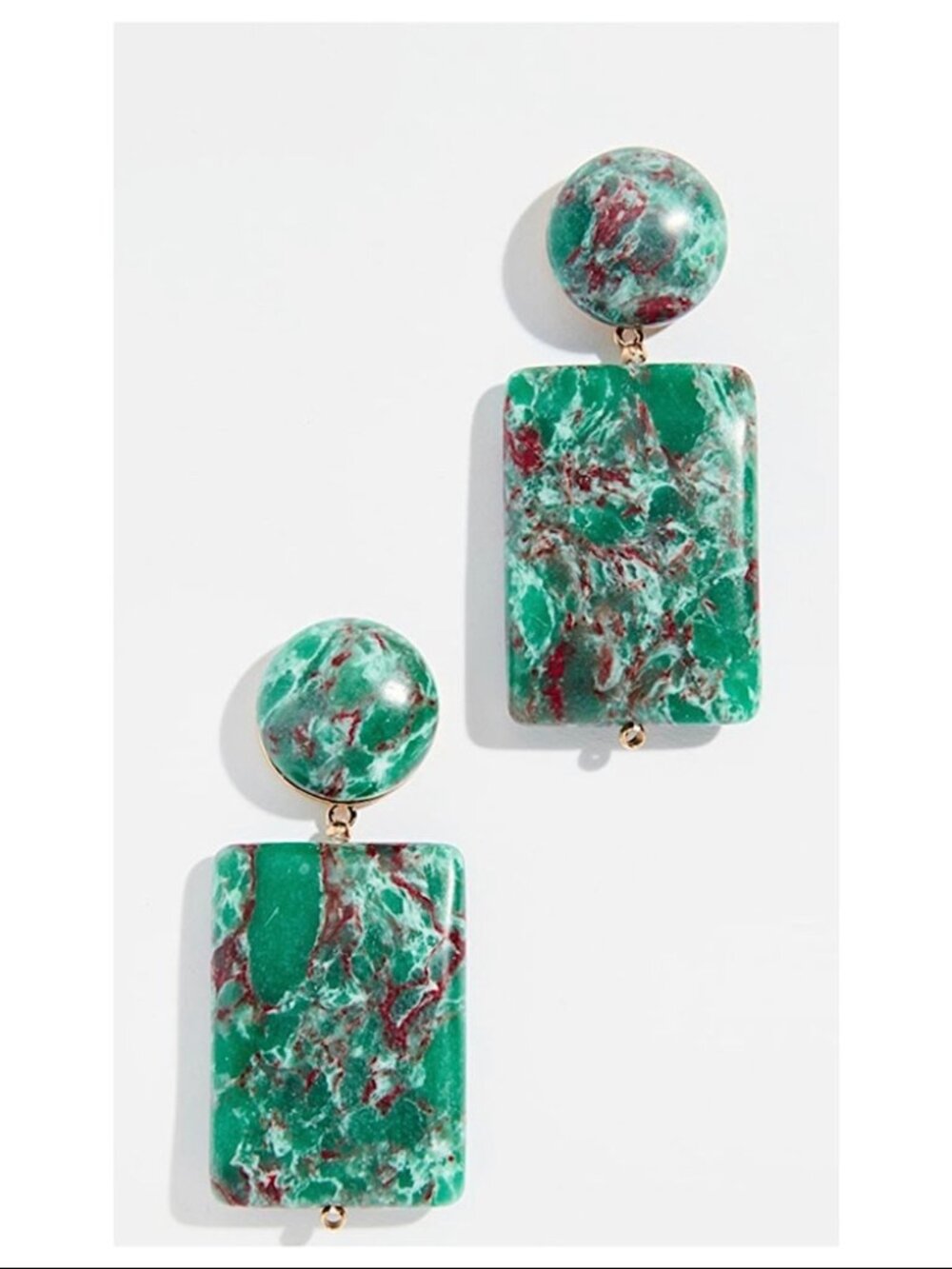 ISO Lele Sadoughi Keepsake Stone Drop Earrings - Green Jasper Emerald